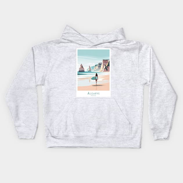 Surfer Girl - Algarve Serenity - Surfer's Paradise in Portugal Kids Hoodie by POD24